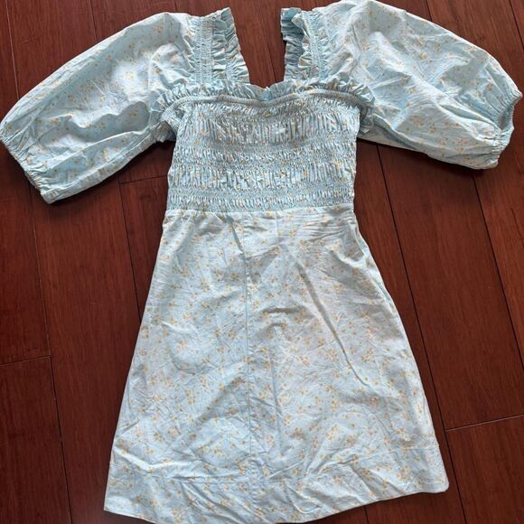 Ganni Dresses & Skirts - Ganni Women's Blue and Yellow Dress